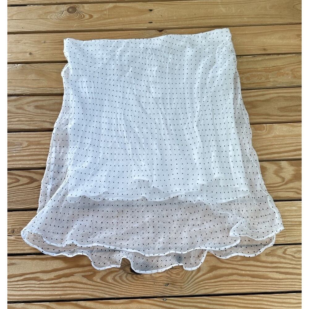 J Crew Collection NWT $89.50 Women’s Sheer Cupro Polka Dot Skirt Size L White T4